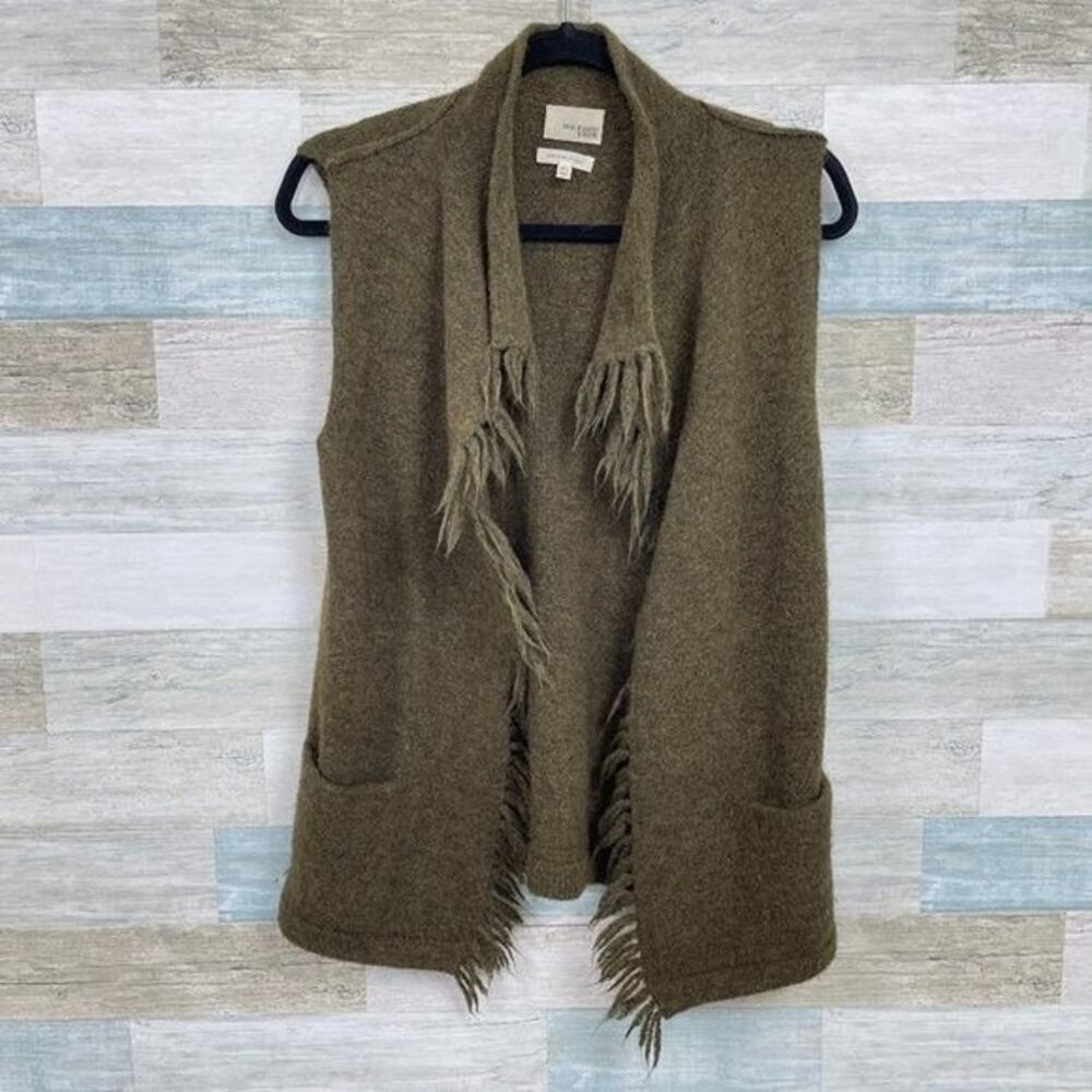 WILFRED FREE Alpaca Wool Blend Fringe Cardigan Brown Womens XXS
